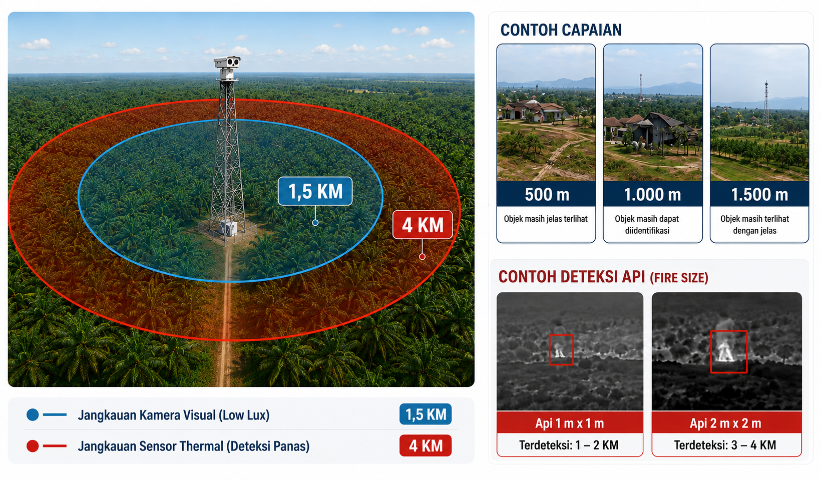 Jangkauan Long-Range CCTV pada perkebunan sawit dengan tower 20 meter